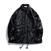 Pu kožna jakna Muška crna umjetna motociklistička biciklistička antilop gornja odjeća Modne bomber jakne Muški moto kaput s patentnim zatvaračem s ovratnikom