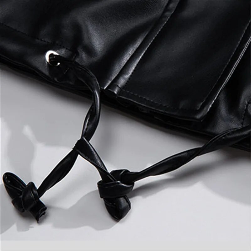 Pu kožna jakna Muška crna umjetna motociklistička biciklistička antilop gornja odjeća Modne bomber jakne Muški moto kaput s patentnim zatvaračem s ovratnikom