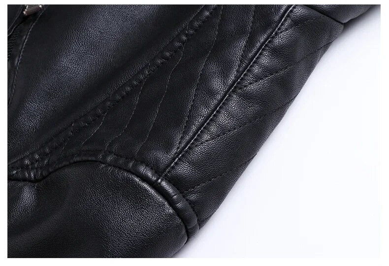 Jesen/zima Jakna od umjetne kože s podignutim ovratnikom, muška uska mlada, motociklistička ležerna muška kožna jakna, topla vanjska strana