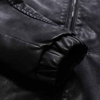 Мъжко яке от изкуствена кожа Мотоциклетно връхно облекло Модни мотоциклетни якета Pu Moto с качулка Черно тънко кожено палто Мъж Плюс размер 5Xl