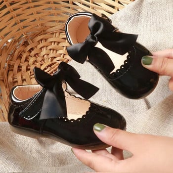 Детски обувки Бебешки обувки за момиченце Кожени обувки за момичета Принцеса Рокля с панделка Нехлъзгащо се носи меко дъно Детски модни обувки