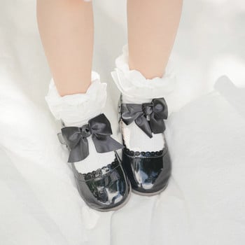 Детски обувки Бебешки обувки за момиченце Кожени обувки за момичета Принцеса Рокля с панделка Нехлъзгащо се носи меко дъно Детски модни обувки