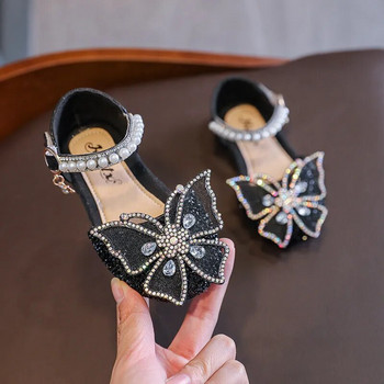 Princess Girls Sequin Lace Bow Παιδικά Παπούτσια για κορίτσια Cute Pearl Princess Dance single casual παπούτσι 2023 για παιδικό πάρτι Νυφικά παπούτσια