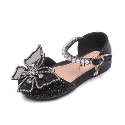 Princess Girls Sequin Lace Bow Παιδικά Παπούτσια για κορίτσια Cute Pearl Princess Dance single casual παπούτσι 2023 για παιδικό πάρτι Νυφικά παπούτσια
