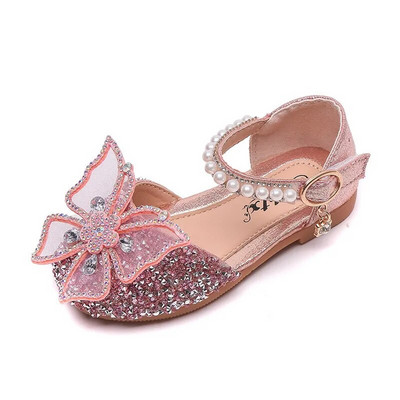 Princess Girls Sequin Lace Bow Παιδικά Παπούτσια για κορίτσια Cute Pearl Princess Dance single casual παπούτσι 2023 για παιδικό πάρτι Νυφικά παπούτσια