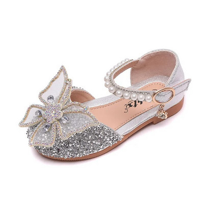 Princess Girls Sequin Lace Bow Παιδικά Παπούτσια για κορίτσια Cute Pearl Princess Dance single casual παπούτσι 2023 για παιδικό πάρτι Νυφικά παπούτσια