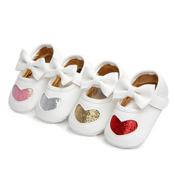 0-18 μηνών Βρεφικά παπούτσια Princess Sequins Heart PU Δερμάτινα Νεογέννητα Κοριτσίστικα Παπούτσια Νηπιού Μαλακή Αντιολισθητική Σόλα First Walkers Βρέφος
