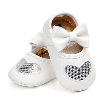 0-18 месеца Бебешки обувки Принцеса Пайети Сърце PU кожени обувки за новородени момичета Прохождащи деца Мека подметка Противоплъзгащи се първи проходилки Бебешки