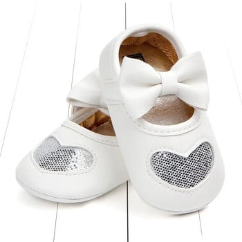 Νέα κοριτσάκια Mary Jane Flats Παπούτσια Princess Sequin Heart Αντιολισθητικά παπούτσια μοκασίνια PU Δερμάτινα παπούτσια βρεφικής κούνιας First Walkers