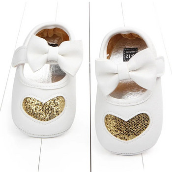 Νέα κοριτσάκια Mary Jane Flats Παπούτσια Princess Sequin Heart Αντιολισθητικά παπούτσια μοκασίνια PU Δερμάτινα παπούτσια βρεφικής κούνιας First Walkers