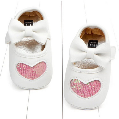 Noua fetiță Mary Jane Flats Pantofi prințesă paiete inimă mocasini anti-alunecare pantofi din piele PU pantofi pentru pătuț pentru sugari First Walkers