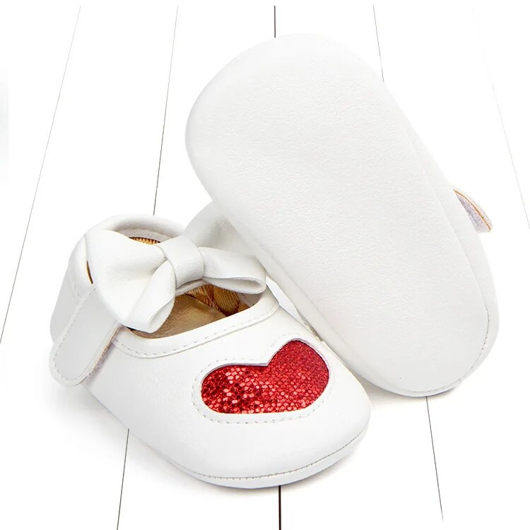 Noua fetiță Mary Jane Flats Pantofi prințesă paiete inimă mocasini anti-alunecare pantofi din piele PU pantofi pentru pătuț pentru sugari First Walkers