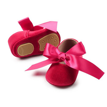 Νεογέννητα παιδικά παπούτσια για κορίτσια First Walker PU Princess Bowknot φόρεμα με κορδέλα Παπούτσια με αντιολισθητική σόλα από καουτσούκ για μοκασίνια παιδικής κούνιας