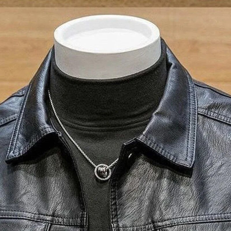 Gmiixder kožna jakna, muški korejski kaput za jesen i zimu 2023., tanak, zgodan kožni kaput, ležeran na rever, trend motocikla za mlade