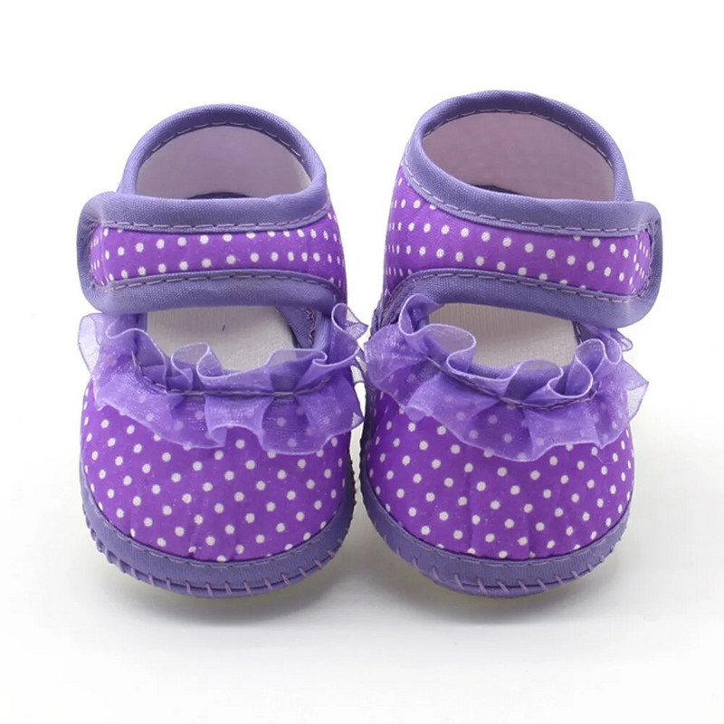 Nou-născut Baby Dot Dantela Fete Soft Talpă Prewalker Pantofi Bebeluși Dot Dantela Fete Soft Talpa Prewalker Calzi Casual Flats Pantofi