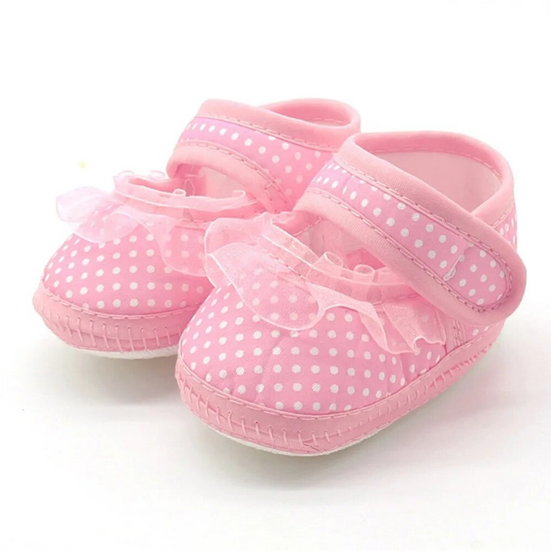 Nou-născut Baby Dot Dantela Fete Soft Talpă Prewalker Pantofi Bebeluși Dot Dantela Fete Soft Talpa Prewalker Calzi Casual Flats Pantofi
