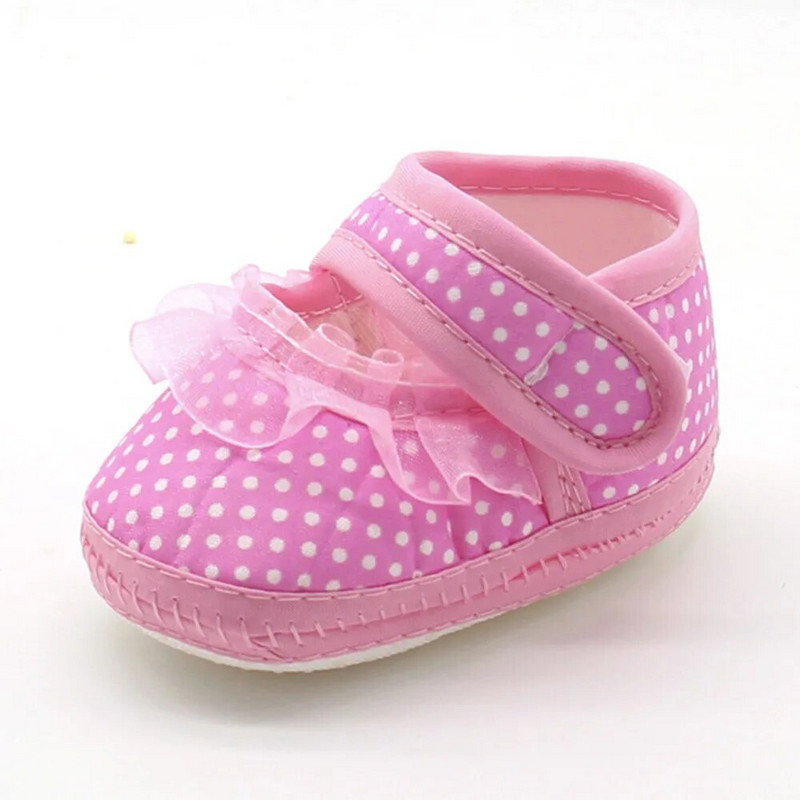 Nou-născut Baby Dot Dantela Fete Soft Talpă Prewalker Pantofi Bebeluși Dot Dantela Fete Soft Talpa Prewalker Calzi Casual Flats Pantofi