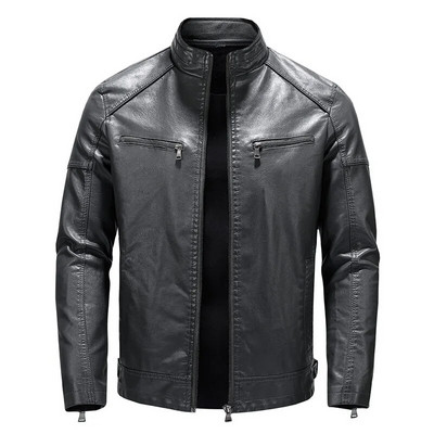 Jachetă din piele PU pentru motocicletă, toamnă iarnă, pentru bărbați, cu guler în picioare, ocazional, caldă, îmbrăcăminte exterioară, 2023, pentru bărbați, MY865