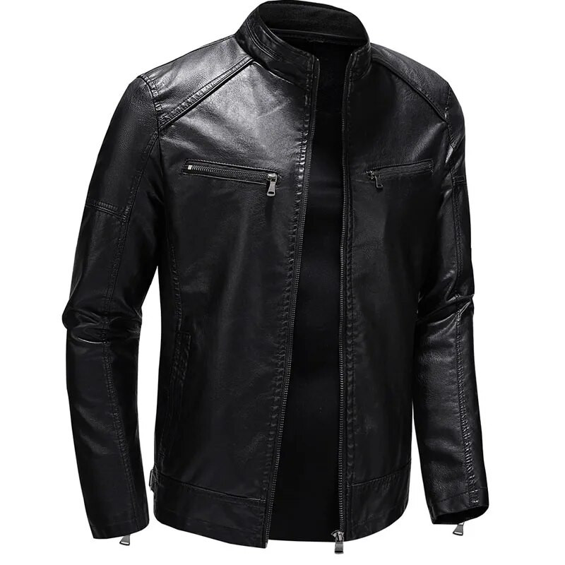 Jachetă din piele PU pentru motocicletă, toamnă iarnă, pentru bărbați, cu guler în picioare, ocazional, caldă, îmbrăcăminte exterioară, 2023, pentru bărbați, MY865