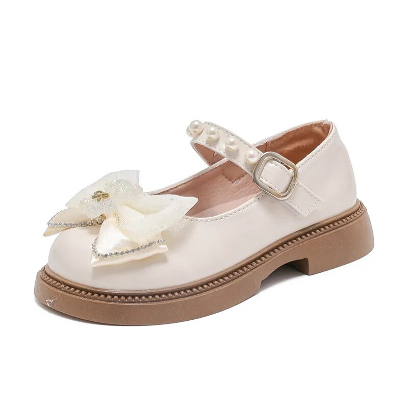 Pantofi din piele pentru copii pentru fete, lucioase, simpli, pentru școală, versatili, pentru copii, anti-alunecare, cu talpă groasă, la modă, pantofi Mary Jane, urs negru