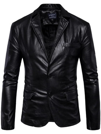 Ανδρικό Business Casual Κλασικό μπουφάν απλό στυλ Δερμάτινο μονόχρωμο μπουφάν Νέα άφιξη Υψηλής ποιότητας ανδρικό κοστούμι PU Blazers παλτό