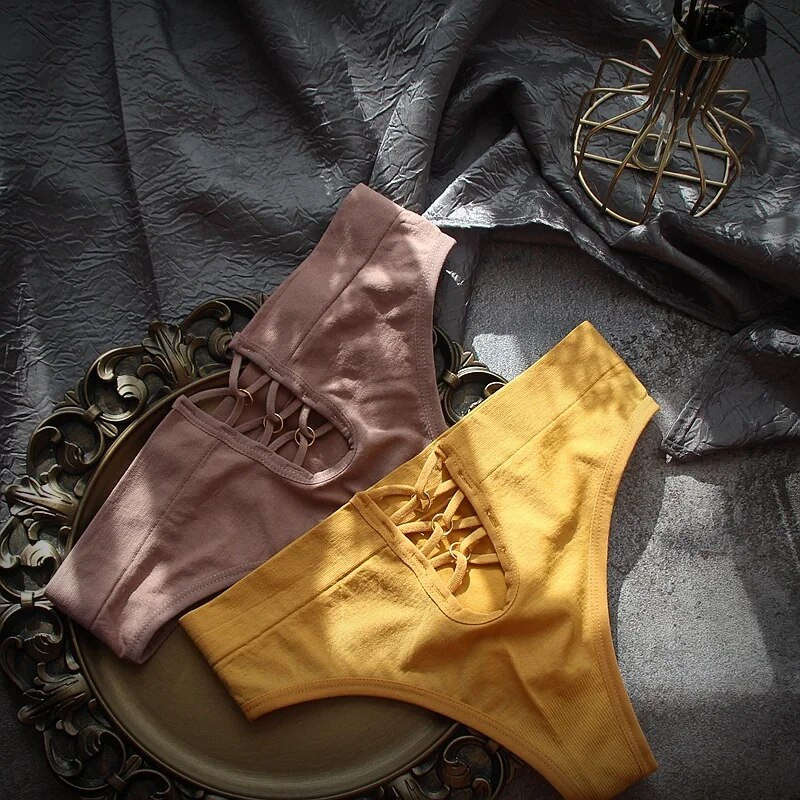 VDOGRIR Chiloți sexy din bumbac pentru femei Lenjerie de corp Slip fără sudură Slip pentru femei cu talie joasă Tanga solidă Lenjerie confortabilă G-String