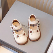 Dječja modna kožna obuća Drop dostava Cvijeće u skladu s bojama Slatke djevojke Plitke mokasine na kuku i petlju Dječje cipele 2023. Ravne