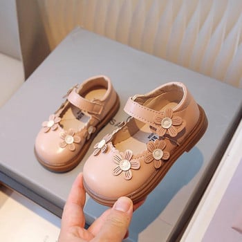 Детски модни кожени обувки Drop Shipping Цветя в съответствие с цветовете Сладки момичета Плитки мокасини Hook & Loop Детски обувки 2023 Плоски