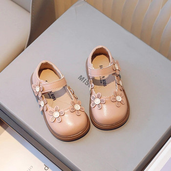 Детски модни кожени обувки Drop Shipping Цветя в съответствие с цветовете Сладки момичета Плитки мокасини Hook & Loop Детски обувки 2023 Плоски