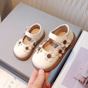 Παιδικά μοδάτα δερμάτινα παπούτσια Drop Shipping Λουλούδια που ταιριάζουν χαριτωμένα κορίτσια Shallow Loafers Παιδικά παπούτσια 2023 Flat