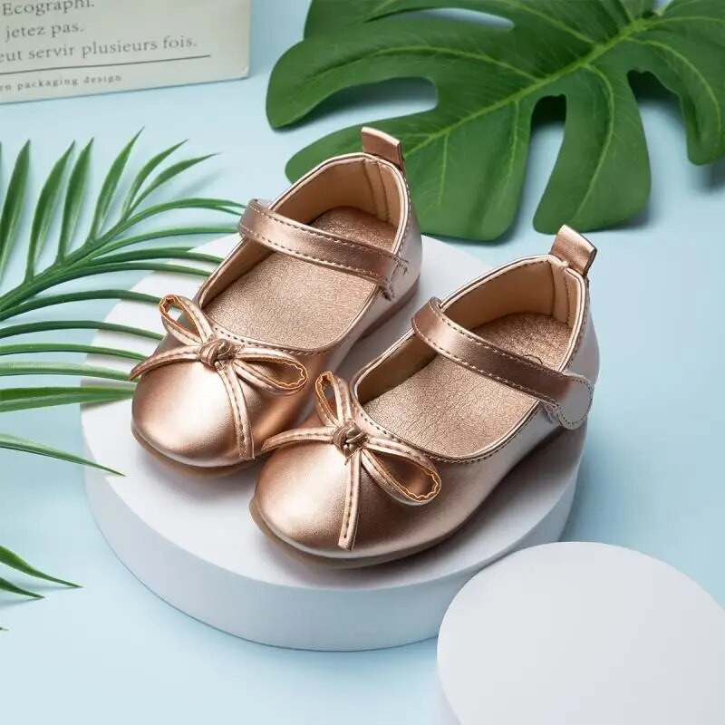 Vaikiški Batai Lanko dekoras Mary Jane Flats Pu Neslidūs Princesės Vienspalviai Maži Baby Girls Pu Batai