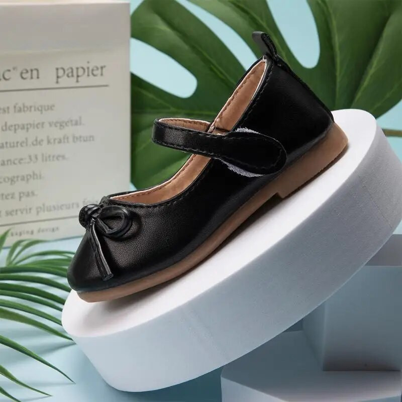 Vaikiški Batai Lanko dekoras Mary Jane Flats Pu Neslidūs Princesės Vienspalviai Maži Baby Girls Pu Batai