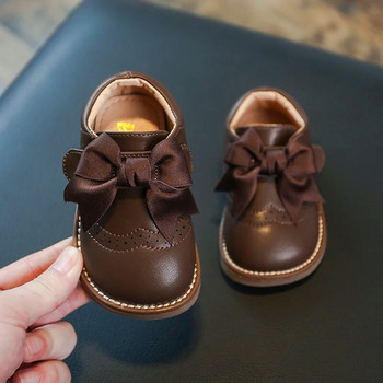 Βρεφικά παπούτσια από δέρμα αγελάδας για κορίτσια 2023 Φθινοπωρινά άνετα παπούτσια για βρέφη Παιδικά παπούτσια με μαλακό πάτο, αντιολισθητικά Παιδικά παπούτσια Princess με κόμπο