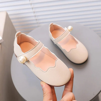 Детски кожени обувки Дантелени перли 2023 Нови летни универсални плоски обувки Неплъзгащи се ежедневни обувки за момичета Дишащи меки детски Mary Janes