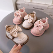 아기신발Toamnă Iarnă Pantof pentru bebeluși Pantof din piele la modă pentru sugari Pantof cald din bumbac Cizme prințesă 0-3 ani Pantof de mers cu talpă moale Pantof de fetiță