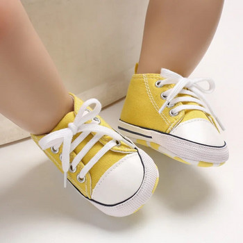 Нови платнени класически бебешки спортни обувки Новородено бебе Първи проходилки Момчета Момичета Обувки Бебешки бебешки меки подметки Ежедневни обувки Маратонки