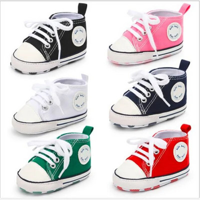 Új Canvas Classic Baba Sportcipők Újszülött Baba Első Walkers Fiú Lány Cipők Csecsemő Tipegő Puha Talp Alkalmi Cipők Cipők