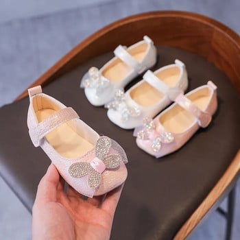 Νέα φθινοπωρινά δερμάτινα παπούτσια για κορίτσια Χαριτωμένα παπούτσι με φιόγκο μωρό κοριτσάκι με στρας Επίπεδες γόβες Παιδικά Princess Μέγεθος παπουτσιού 21-30 SP121