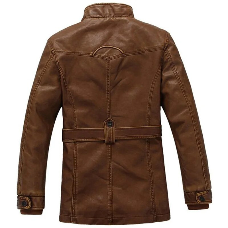 Jachetă din piele de iarnă pentru bărbați, ocazional, groasă, din catifea, jachete lungi și calde din piele, îmbrăcăminte pentru bărbați, guler de blană rezistentă la vânt, parka de mărime mare 5XL 6XL