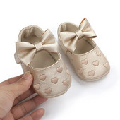Piele PU Bowknot Pantofi pentru fetițe Mocasini drăguți Inimă Talpă moale Pantofi plati Primii plimbări Încălțăminte prințesă pentru copii Pantofi pentru pătuț