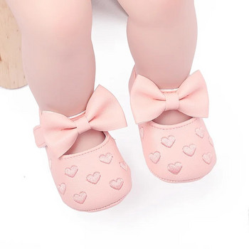PU кожени обувки с панделка за бебета и момичета Сладки мокасини Сърце с мека подметка Плоски обувки Първи проходилки Обувки за малки принцеси Обувки за детско креватче