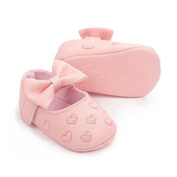 PU кожени обувки с панделка за бебета и момичета Сладки мокасини Сърце с мека подметка Плоски обувки Първи проходилки Обувки за малки принцеси Обувки за детско креватче