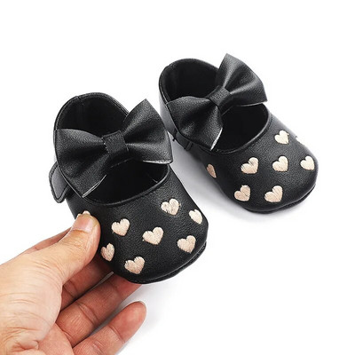 Piele PU Bowknot Pantofi pentru fetițe Mocasini drăguți Inimă Talpă moale Pantofi plati Primii plimbări Încălțăminte prințesă pentru copii Pantofi pentru pătuț