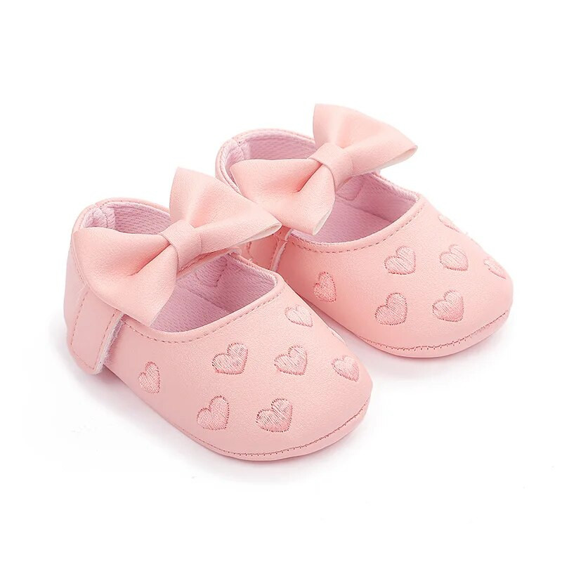 Piele PU Bowknot Pantofi pentru fetițe Mocasini drăguți Inimă Talpă moale Pantofi plati Primii plimbări Încălțăminte prințesă pentru copii Pantofi pentru pătuț