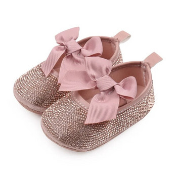 Сладки обувки за бебе момиче принцеса с панделка Нови пролетни есенни обувки за детско креватче Мека подметка Новородени първи проходилки