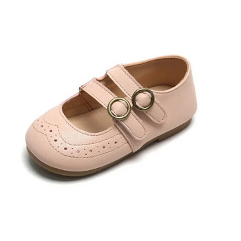 Пролет, лято, сладки кожени обувки на принцеса, модни училищни обувки Mary Janes, вързани с T, Детски обувки с кръгла катарама за момиче E06071