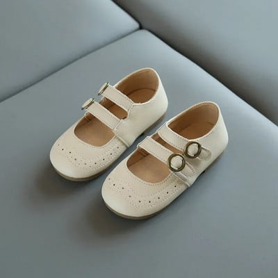 Tavasz nyár Aranyos hercegnős bőrcipők divatos t-kötős Mary Janes lányok iskolai cipők kerek csatos gyerekcipők lányoknak E06071