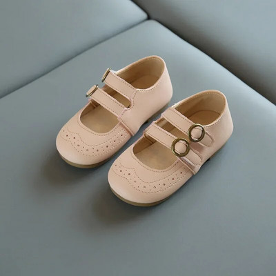 Tavasz nyár Aranyos hercegnős bőrcipők divatos t-kötős Mary Janes lányok iskolai cipők kerek csatos gyerekcipők lányoknak E06071