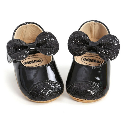 Pantofi de prințesă pentru bebeluși Paiete cu fundiță Pantofi de mers Încălțăminte Prewalker pentru sugari fete 0-18 luni Primii plimbări