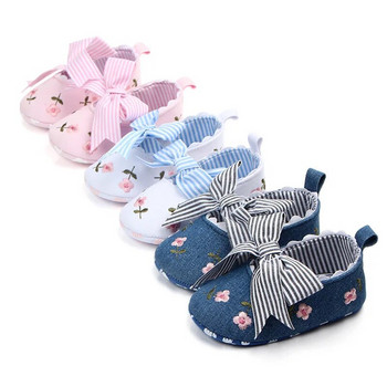 Βρεφικά παπούτσια για κοριτσάκια Χαριτωμένη διακόσμηση με φιόγκο Παπούτσια κούνιας για νεογέννητο νήπιο Princess Cotton Baby Moccasins Floor First Walkers